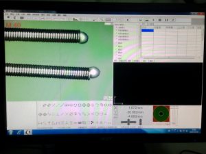 微TIG焊接：腦電極導絲(鎳鉻合金絲)端部熔球狀